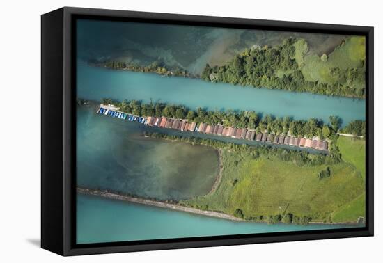 Boathouses at the Aare, Unterseen, Thunersee, Aare, Weissenau-Frank Fleischmann-Framed Premier Image Canvas