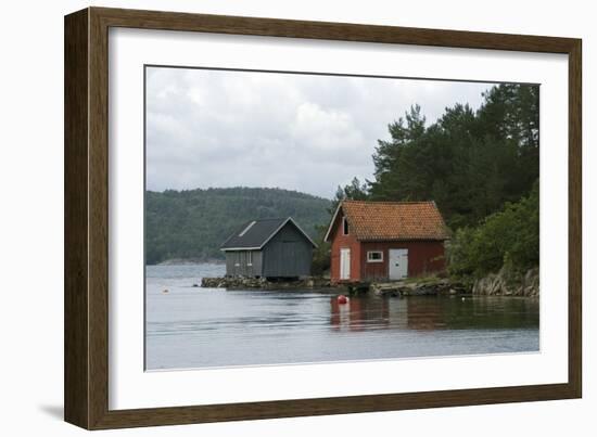 Boathouses in the Sea 'Fjords' at Hovag, Near Kristiansand, Norway-Natalie Tepper-Framed Photo