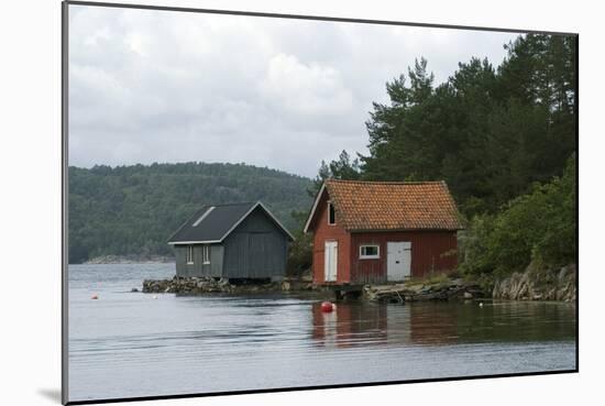 Boathouses in the Sea 'Fjords' at Hovag, Near Kristiansand, Norway-Natalie Tepper-Mounted Photo