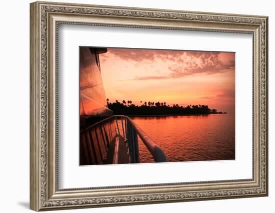 Boating at Sunset, Indonesia-James White-Framed Photographic Print