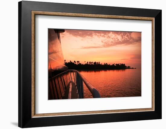 Boating at Sunset, Indonesia-James White-Framed Photographic Print