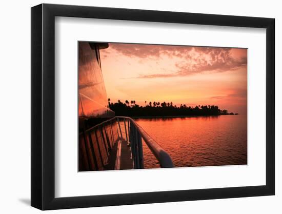 Boating at Sunset, Indonesia-James White-Framed Photographic Print