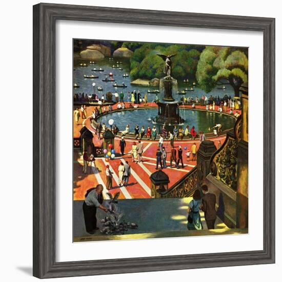 "Boating in Central Park", July 11, 1953-John Falter-Framed Giclee Print