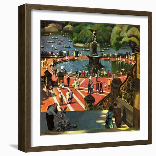 "Boating in Central Park", July 11, 1953-John Falter-Framed Giclee Print