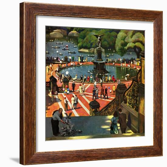 "Boating in Central Park", July 11, 1953-John Falter-Framed Giclee Print