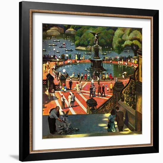 "Boating in Central Park", July 11, 1953-John Falter-Framed Giclee Print