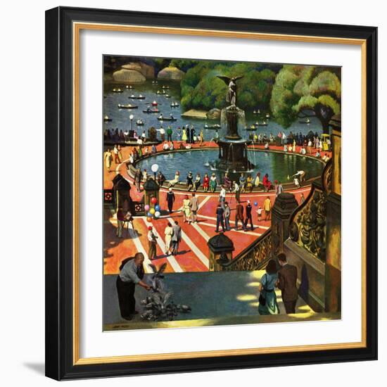 "Boating in Central Park", July 11, 1953-John Falter-Framed Giclee Print