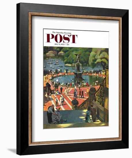 "Boating in Central Park" Saturday Evening Post Cover, July 11, 1953-John Falter-Framed Giclee Print