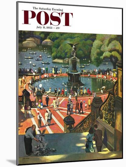 "Boating in Central Park" Saturday Evening Post Cover, July 11, 1953-John Falter-Mounted Giclee Print
