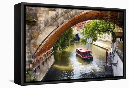 Boating On The Canal In Prague-George Oze-Framed Premier Image Canvas