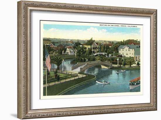 Boating on the Canal, Venice, California-null-Framed Art Print