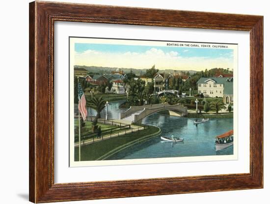 Boating on the Canal, Venice, California-null-Framed Art Print