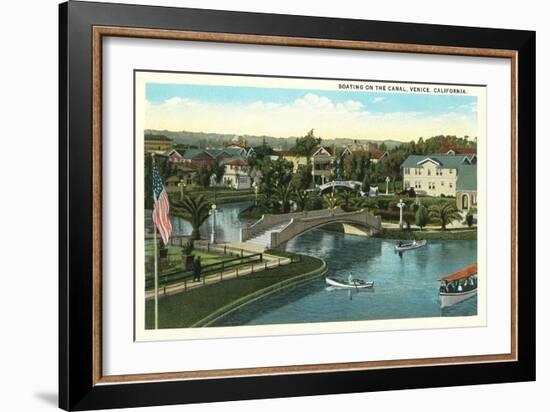 Boating on the Canal, Venice, California-null-Framed Art Print