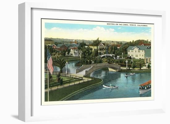 Boating on the Canal, Venice, California-null-Framed Art Print