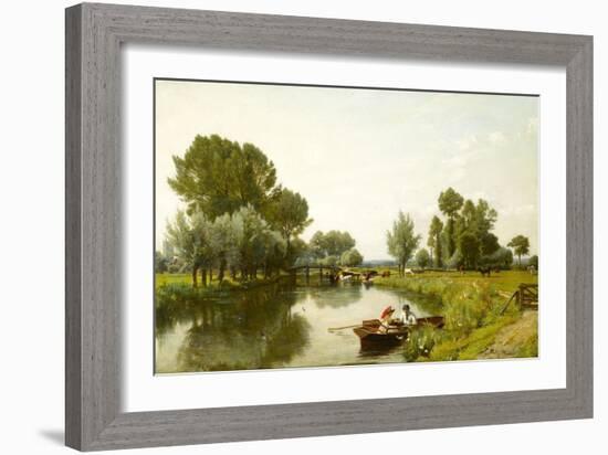 Boating on the Stour at Dedham, 1884 (Oil on Canvas)-Frederick George Cotman-Framed Giclee Print