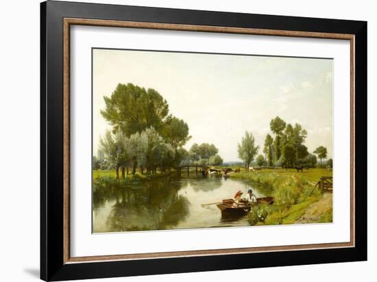 Boating on the Stour at Dedham, 1884 (Oil on Canvas)-Frederick George Cotman-Framed Giclee Print
