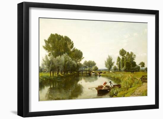 Boating on the Stour at Dedham, 1884 (Oil on Canvas)-Frederick George Cotman-Framed Giclee Print