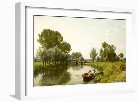 Boating on the Stour at Dedham, 1884 (Oil on Canvas)-Frederick George Cotman-Framed Giclee Print