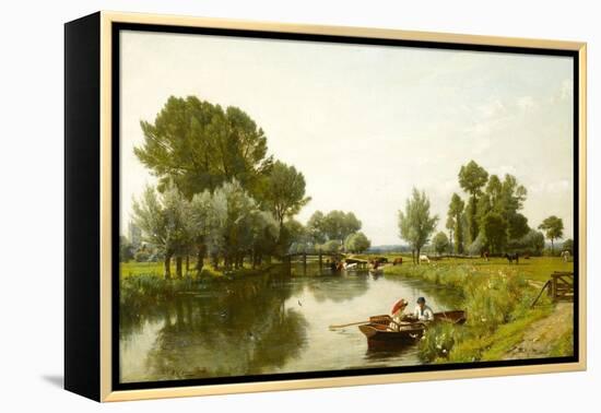 Boating on the Stour at Dedham, 1884 (Oil on Canvas)-Frederick George Cotman-Framed Premier Image Canvas
