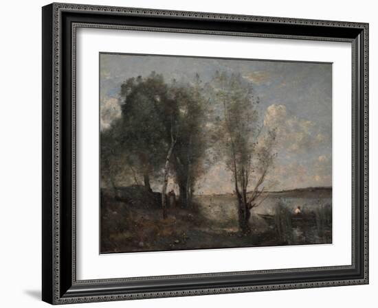 Boatman Among the Reeds, c.1865-Jean-Baptiste-Camille Corot-Framed Giclee Print