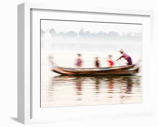 boatman Taking Tourists in Traditional Boat Across Taungthaman Lake, Amarapura, Burma (Myanmar)-Nadia Isakova-Framed Photographic Print