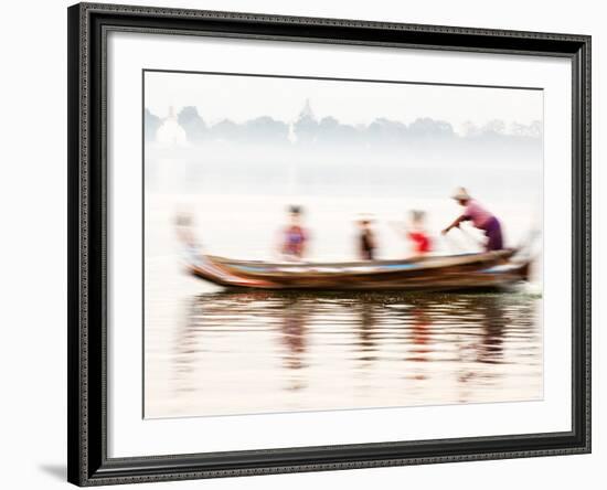 boatman Taking Tourists in Traditional Boat Across Taungthaman Lake, Amarapura, Burma (Myanmar)-Nadia Isakova-Framed Photographic Print