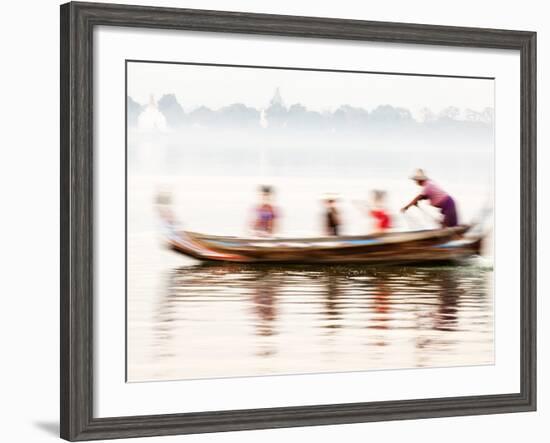 boatman Taking Tourists in Traditional Boat Across Taungthaman Lake, Amarapura, Burma (Myanmar)-Nadia Isakova-Framed Photographic Print