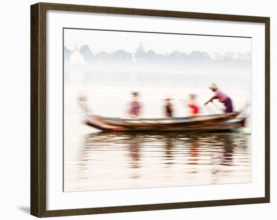 boatman Taking Tourists in Traditional Boat Across Taungthaman Lake, Amarapura, Burma (Myanmar)-Nadia Isakova-Framed Photographic Print