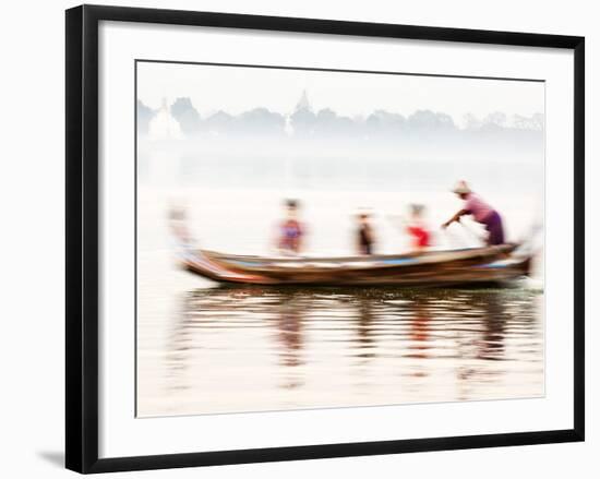 boatman Taking Tourists in Traditional Boat Across Taungthaman Lake, Amarapura, Burma (Myanmar)-Nadia Isakova-Framed Photographic Print