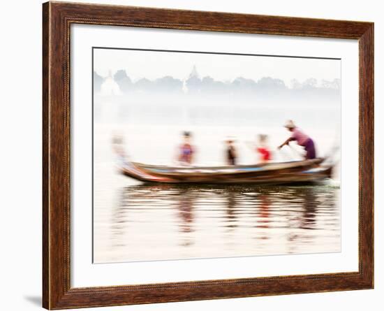 boatman Taking Tourists in Traditional Boat Across Taungthaman Lake, Amarapura, Burma (Myanmar)-Nadia Isakova-Framed Photographic Print