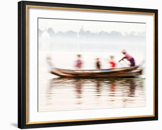 boatman Taking Tourists in Traditional Boat Across Taungthaman Lake, Amarapura, Burma (Myanmar)-Nadia Isakova-Framed Photographic Print