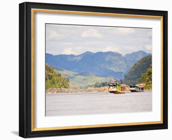 Boats About to Dock in Pak Beng, Half-Way Point from Thailand to Vientiane, Mekong River, Laos-Matthew Williams-Ellis-Framed Photographic Print