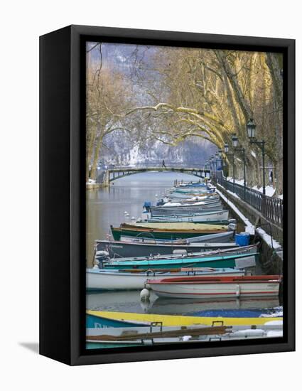 Boats Along Canal du Vasse, Annecy, Haute-Savoie, France-Walter Bibikow-Framed Premier Image Canvas