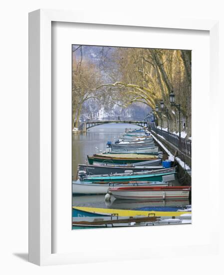 Boats Along Canal du Vasse, Annecy, Haute-Savoie, France-Walter Bibikow-Framed Photographic Print