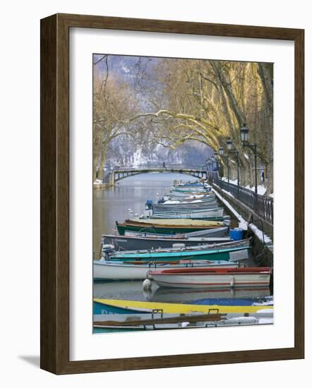 Boats Along Canal du Vasse, Annecy, Haute-Savoie, France-Walter Bibikow-Framed Photographic Print