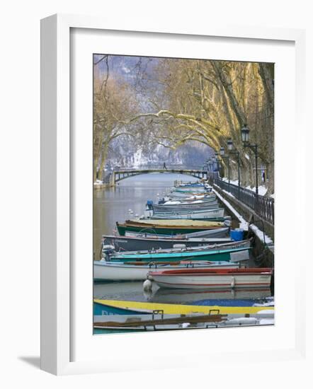 Boats Along Canal du Vasse, Annecy, Haute-Savoie, France-Walter Bibikow-Framed Photographic Print