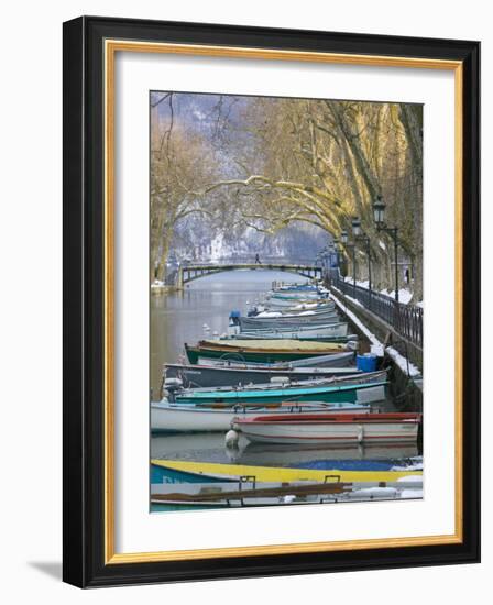 Boats Along Canal du Vasse, Annecy, Haute-Savoie, France-Walter Bibikow-Framed Photographic Print