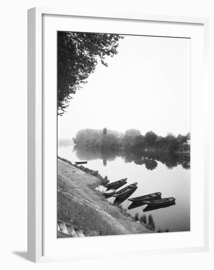 Boats along the River Vienne, Tourain, France-Walter Bibikow-Framed Photographic Print