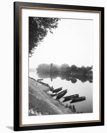 Boats along the River Vienne, Tourain, France-Walter Bibikow-Framed Photographic Print