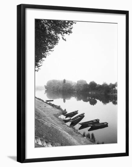 Boats along the River Vienne, Tourain, France-Walter Bibikow-Framed Photographic Print