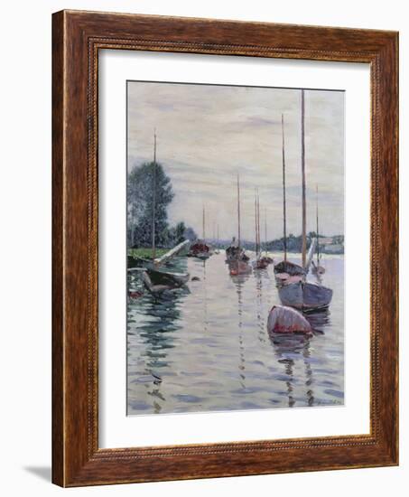 Boats Anchored on the Seine-Gustave Caillebotte-Framed Giclee Print