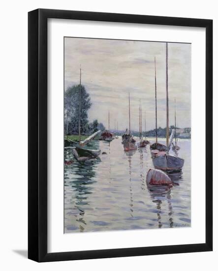 Boats Anchored on the Seine-Gustave Caillebotte-Framed Giclee Print