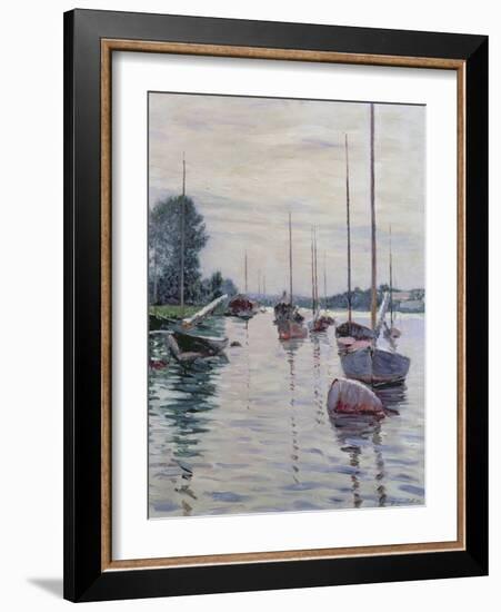 Boats Anchored on the Seine-Gustave Caillebotte-Framed Giclee Print