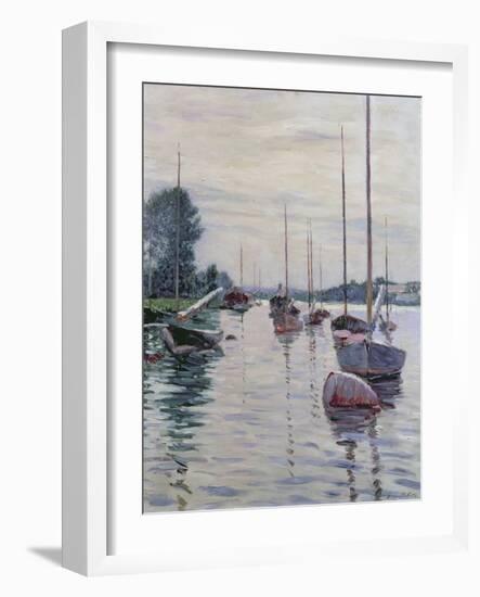 Boats Anchored on the Seine-Gustave Caillebotte-Framed Giclee Print