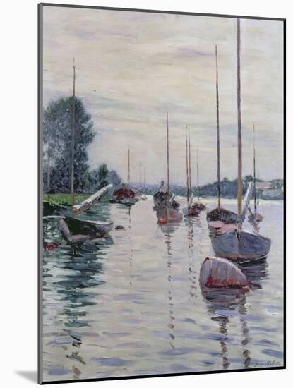 Boats Anchored on the Seine-Gustave Caillebotte-Mounted Giclee Print