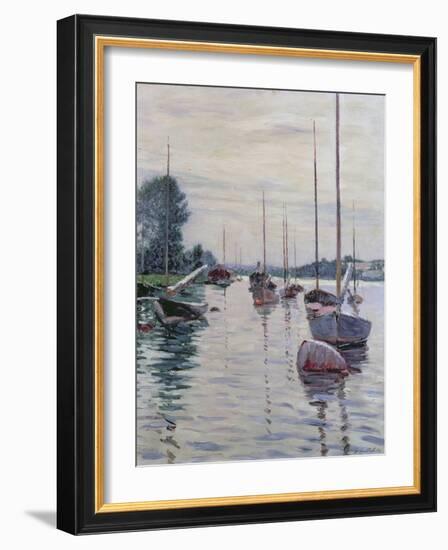 Boats Anchored on the Seine-Gustave Caillebotte-Framed Giclee Print