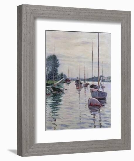 Boats Anchored on the Seine-Gustave Caillebotte-Framed Giclee Print