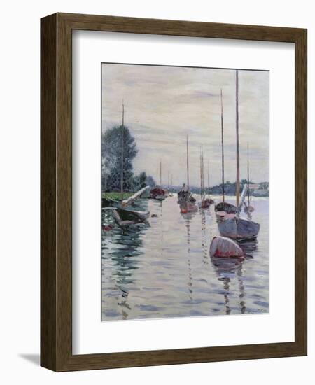 Boats Anchored on the Seine-Gustave Caillebotte-Framed Giclee Print