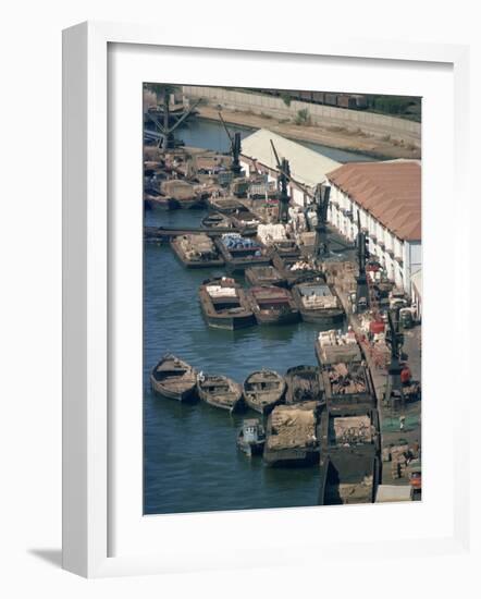 Boats and Barges Along the Waterfront of the Docks in Karachi, Pakistan-Harding Robert-Framed Photographic Print