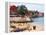 Boats and Beachgoers on the Beaches of Dakar, Senegal-Janis Miglavs-Framed Premier Image Canvas